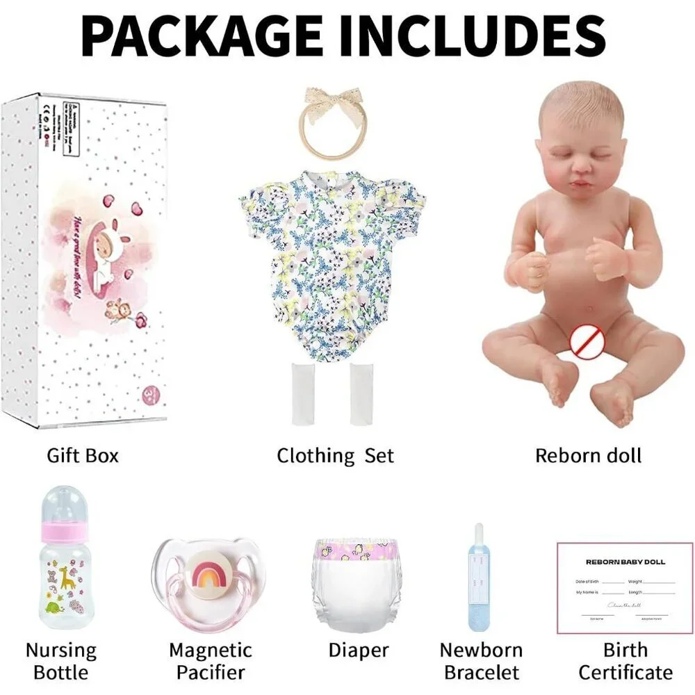 20-Inch Reborn Baby Doll Lifelike Silicone Baby Girl with Full Soft Vinyl Body